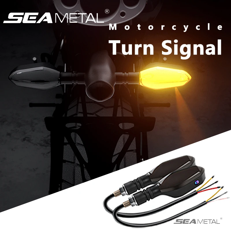 

SEAMETAL 2pcs 12V Mini Motorcycle LED Turn Signal Lights Amber Flashing Projection Display Motorbike Signal Lamp Brake Indicator