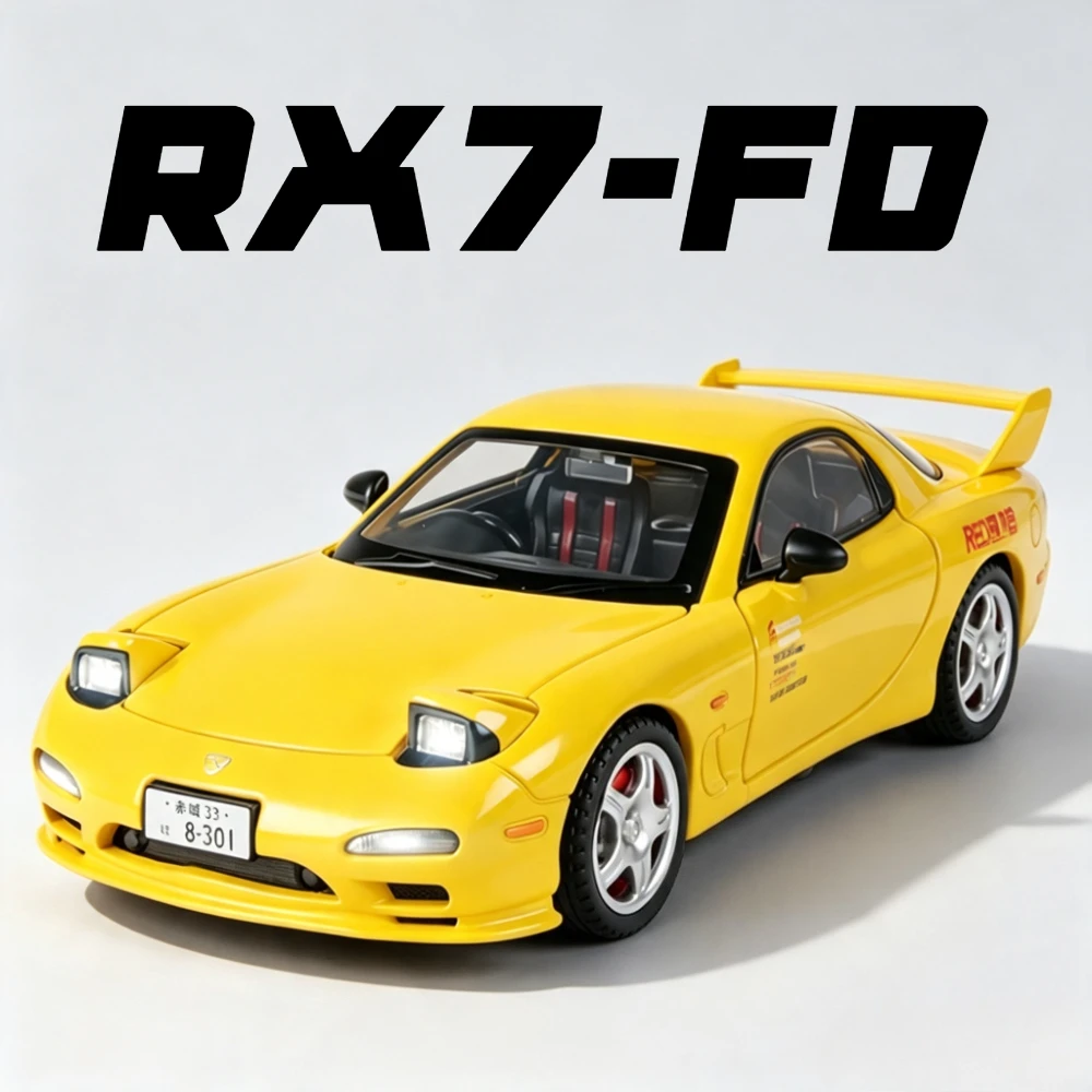 Scale 1:32 RX7-FD Model Car Toy Sound Light Pull Back Vehicles Models Doors Opened Miniature Toys Home Decor Decoration