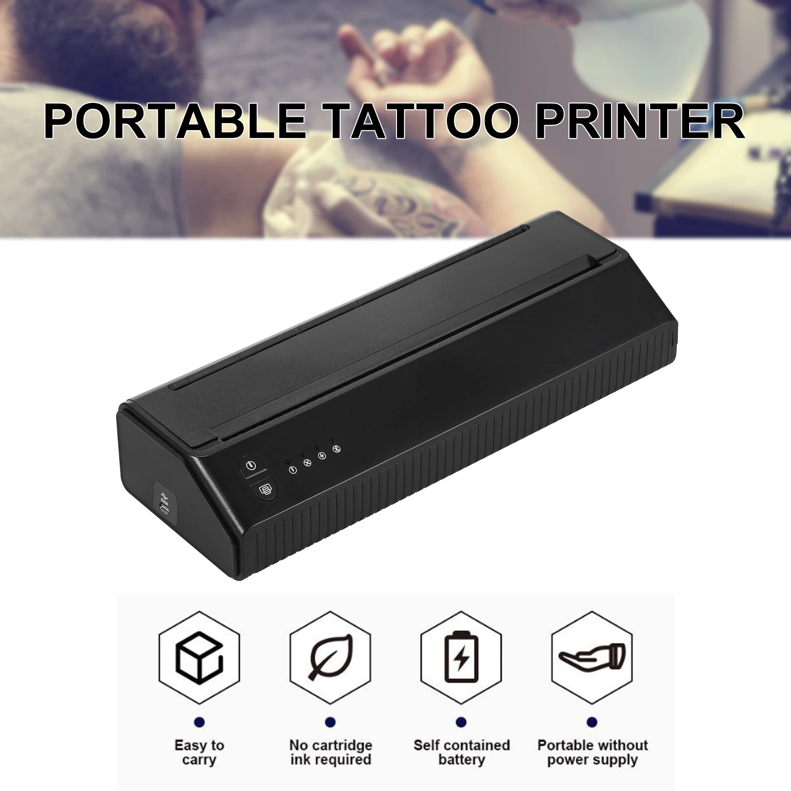 Thermal Printer Wirelessly BT Photo Tester Paper Printer Portable 203DPI Tattoo Transfer