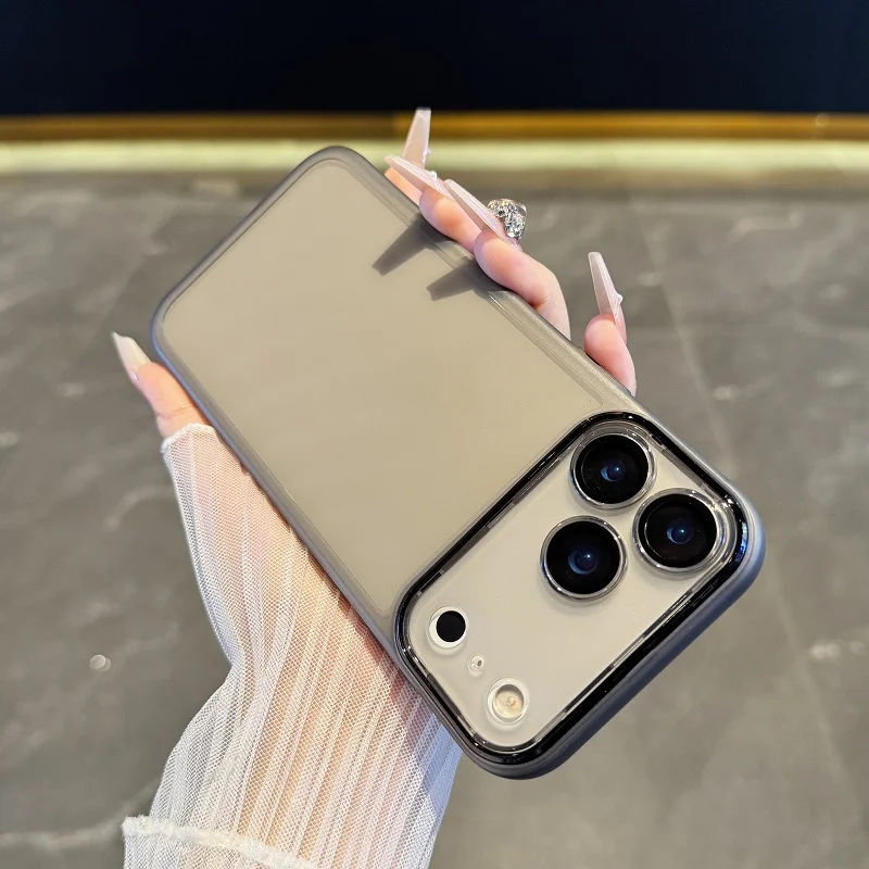 سيليكون بسيط وشفاف، مناسب لحافظات هاتف iPhone17، وإطار جديد مطلي بالكهرباء، وحافظة واقية راقية