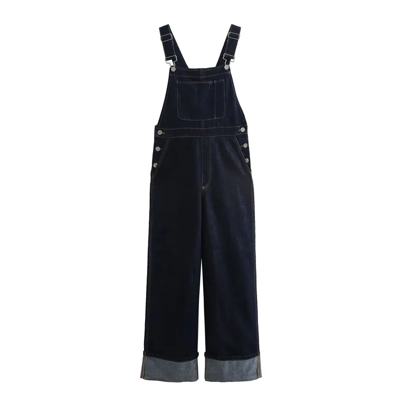 

Women's Denim Jumpsuit Wide Leg Pants Streetwear Denim Back Pant 2024 Casual Vintage Jumpsuit Loose Straight Leg Trousers