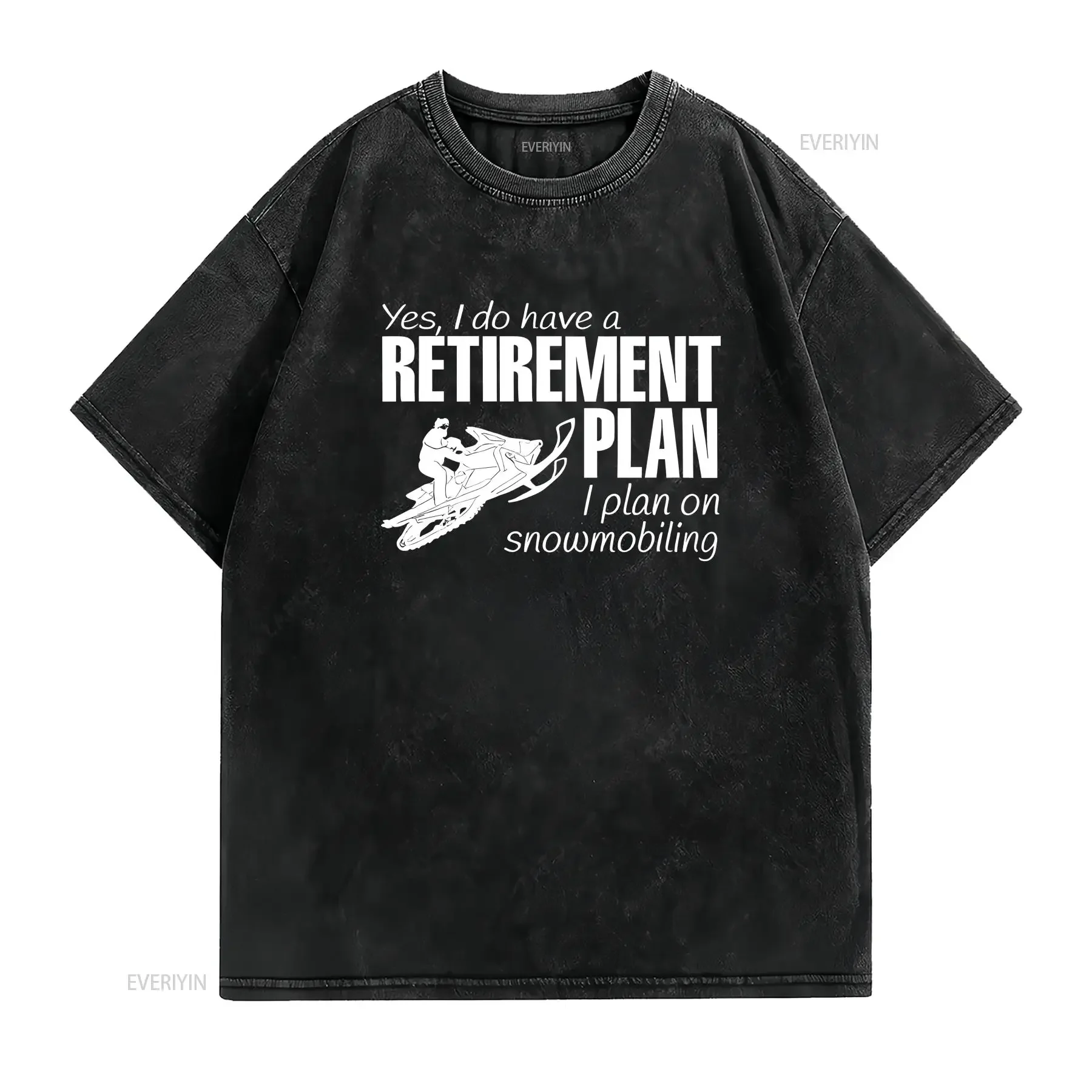 Retirement Plan snowmobiling T Shirt vintage Washed Casual graphic Versatile Stylish streetwear Comfortable