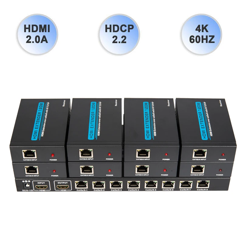 

1x8 HDMI Extender Splitter upto 120m Over Single Cable CAT6/7 1080P With IR Remote