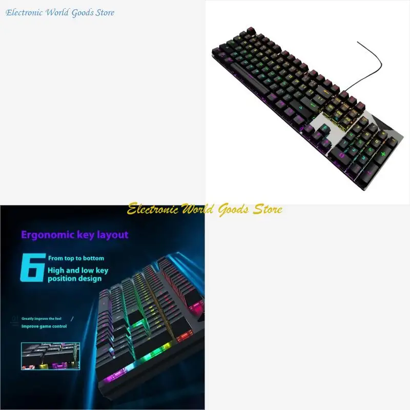 

A3PD Thin Wireds Mechanical Keyboards RGBs LED Backlighting and ABS Keycaps Blue Switches for Gaming