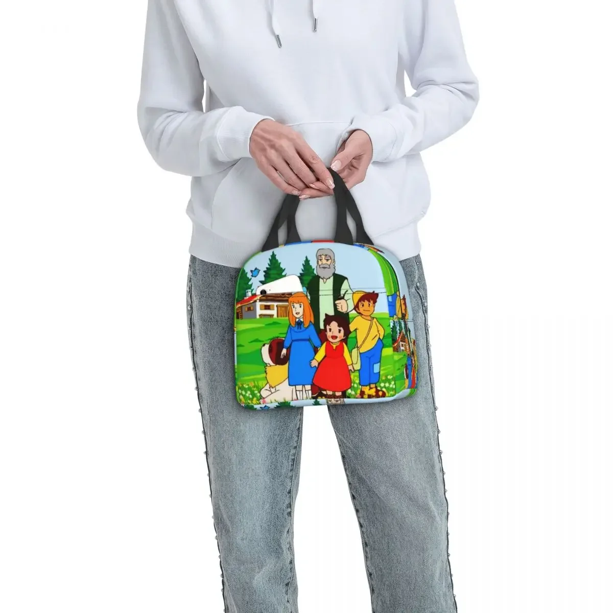 Alps Mountain Heidi Peter And Grandpa Lunch Bag Warm Cooler Thermal Insulated Lunch Box for Women Kids School Food Bags