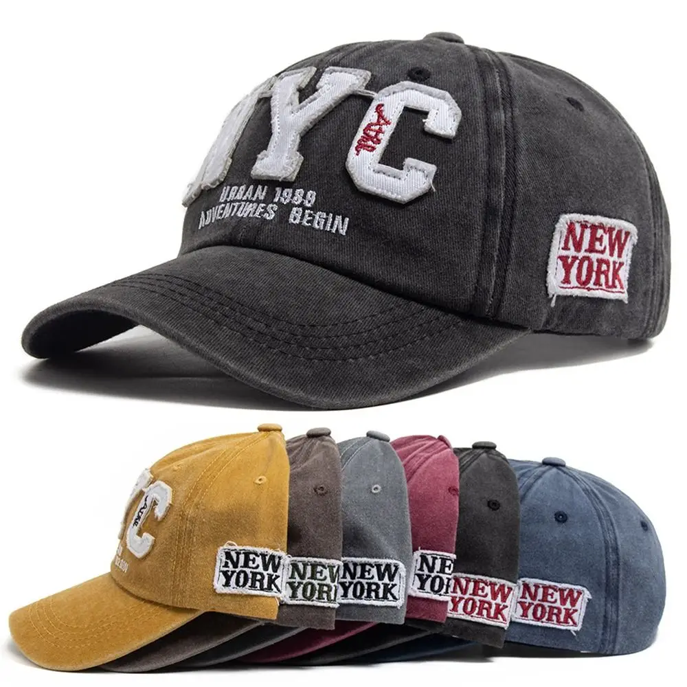 

NEW YORK NYC Embroidery Baseball Cap Cotton Hip-hop Washed Snapback Baseball Cap Adjustable Distressed Faded Cap