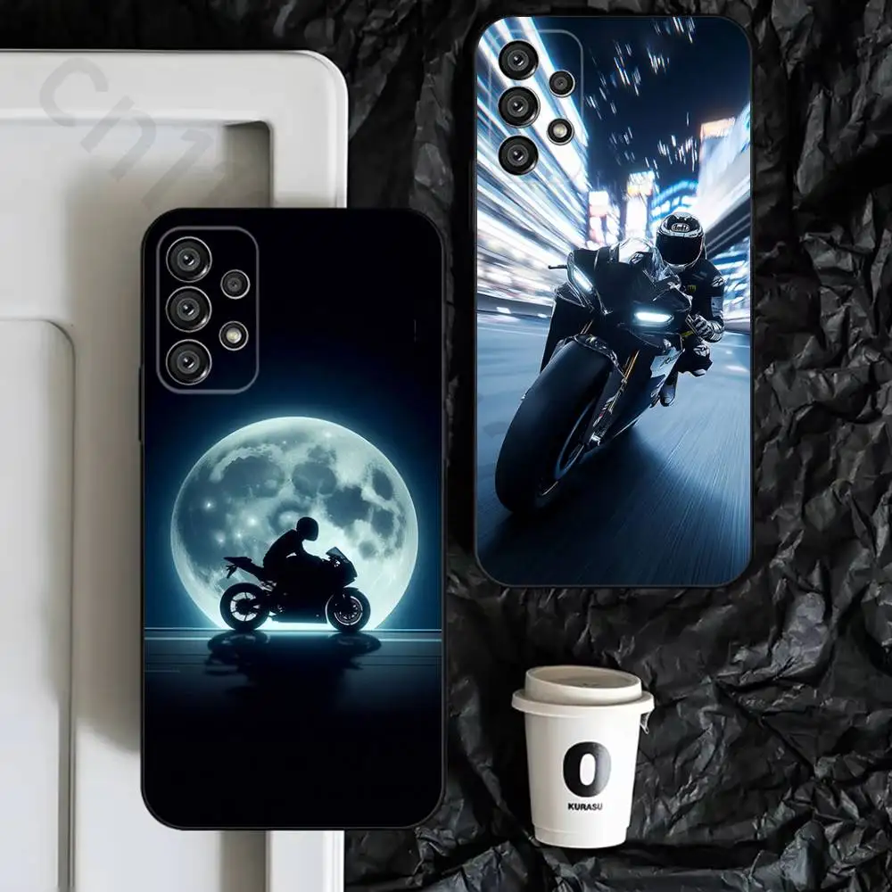 motorcycle rider Phone Case For Samsung S9,S10,S20,S10,S21,S25,S24,S23,Ultra,FE,Plus,Lite,Soft Silicone Black Cover