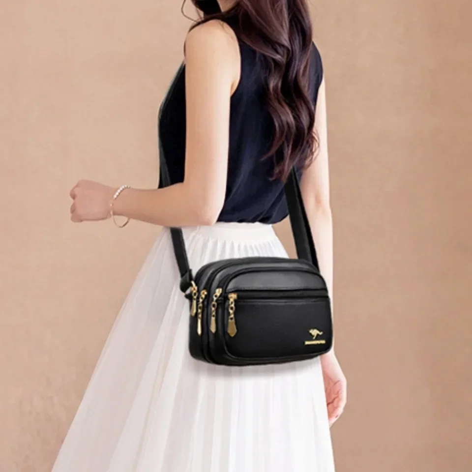 عالية الجودة محفظة جلدية ناعمة موضة المرأة الكتف حقيبة ساعي متعددة جيب مقاومة للاهتراء حقيبة يد السيدات الفاخرة كيس