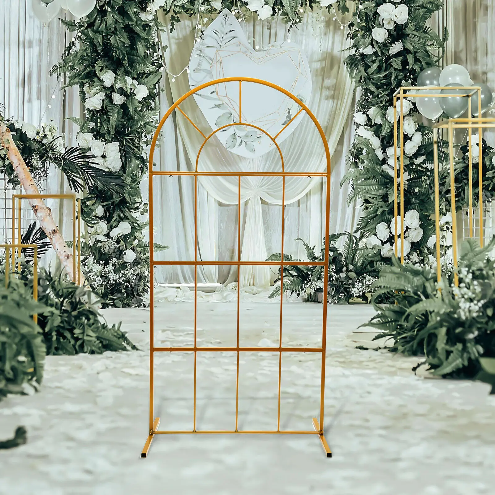 

2m×1m Outdoor Wedding Arch Gold Circle Stand Backdrop Iron Birthday Party Props DIY Decor Garden Lawn Round Balloons Rack Stand