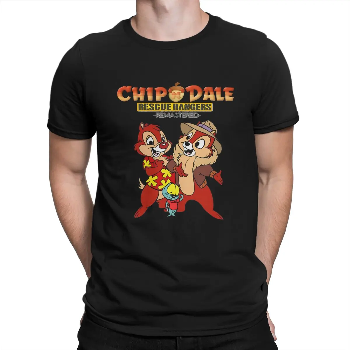 

Мужская футболка Chip N Dale Disney Rescue Rangers, топы с круглым вырезом, футболка из 100% хлопка, забавная идея для подарка высшего качества