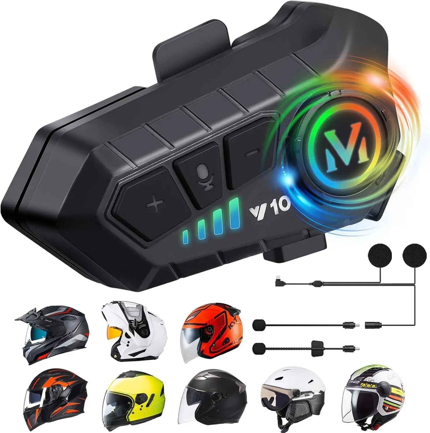 Motorcycle Helmet Speakers High Battery Life Helmet Headphone IPX6 Automatic Answer/Call Music Control 2 Different Types of Mic