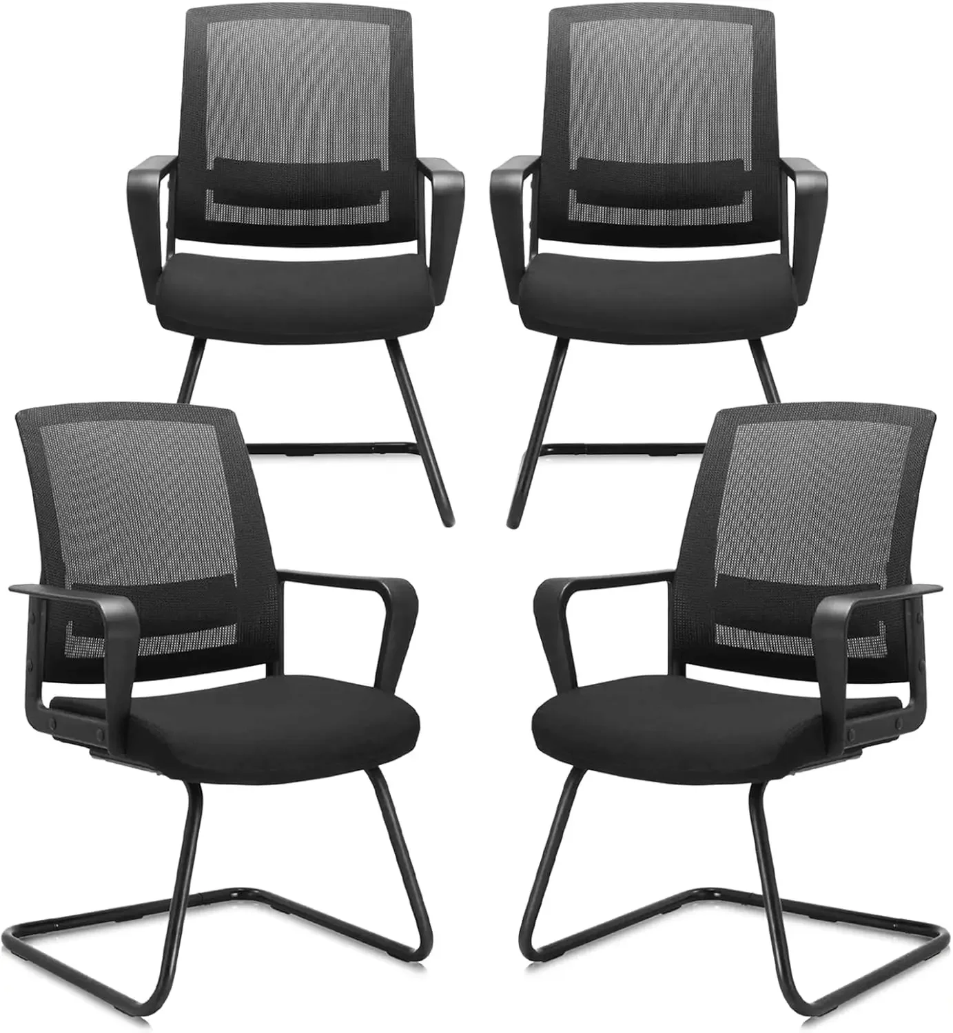 Office Guest Chair with Lumbar Support and Mid Back Mesh Space Air Grid Series for Reception Conference Room 4 Pack