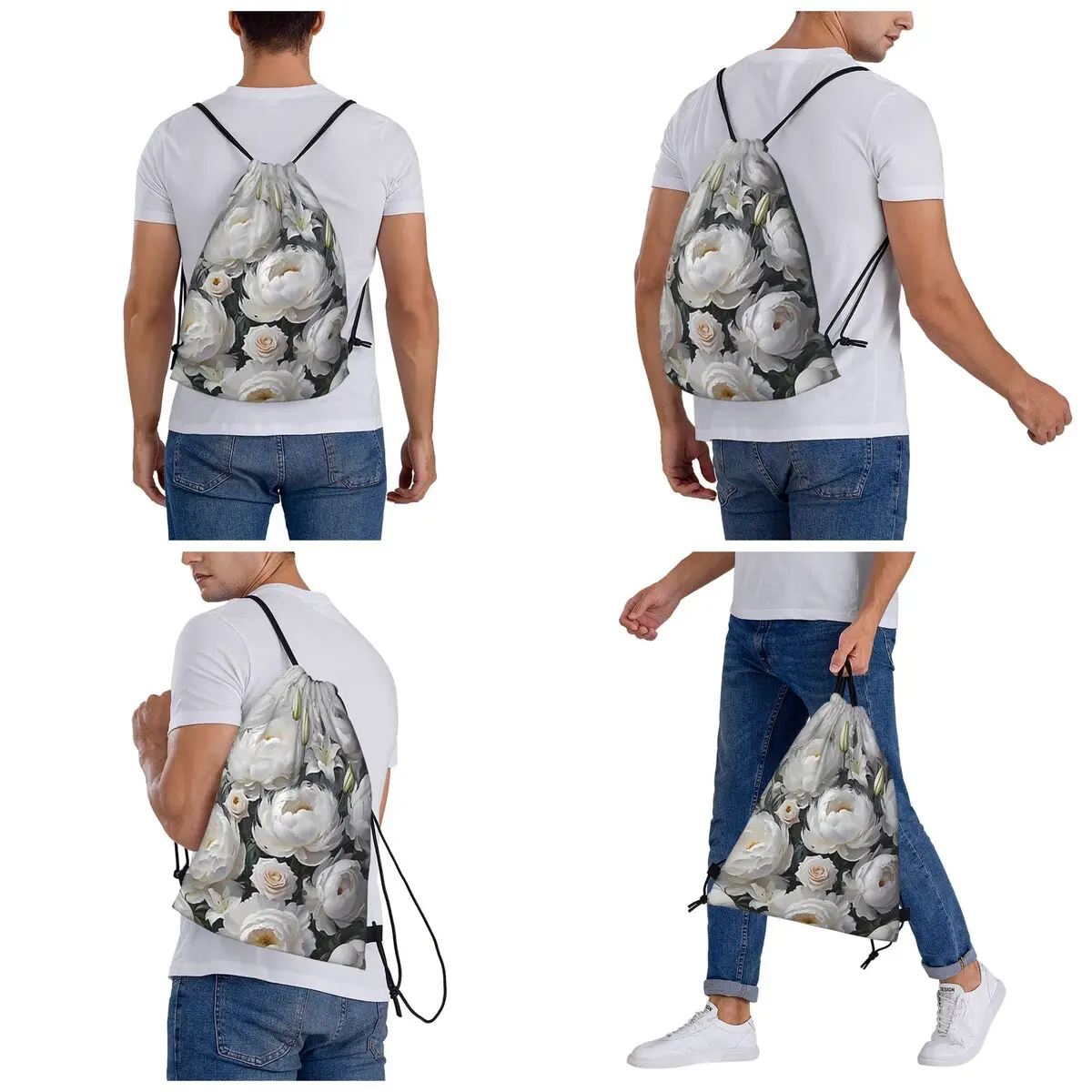 Flower Party Backpacks Fashion Portable Drawstring Bags Sports Bag Book Bags For Man Woman School