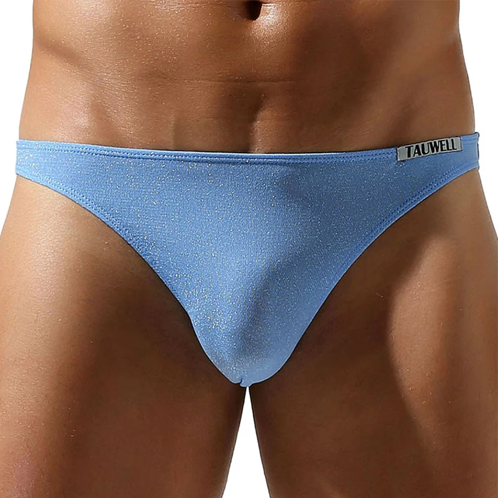 Men Sexy Shiny Lingerie Bikini Low Waist Bulge Pouch Briefs Intimates Underwear Comfortable Soft Underpants Triangle Brief