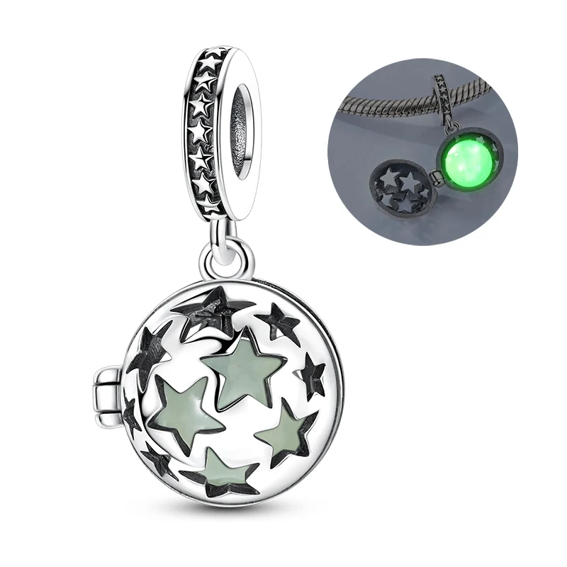 

Original Charm 925 Silver Luminous Star Ball For Woman Fit Bracelet Making Lady Jewelry
