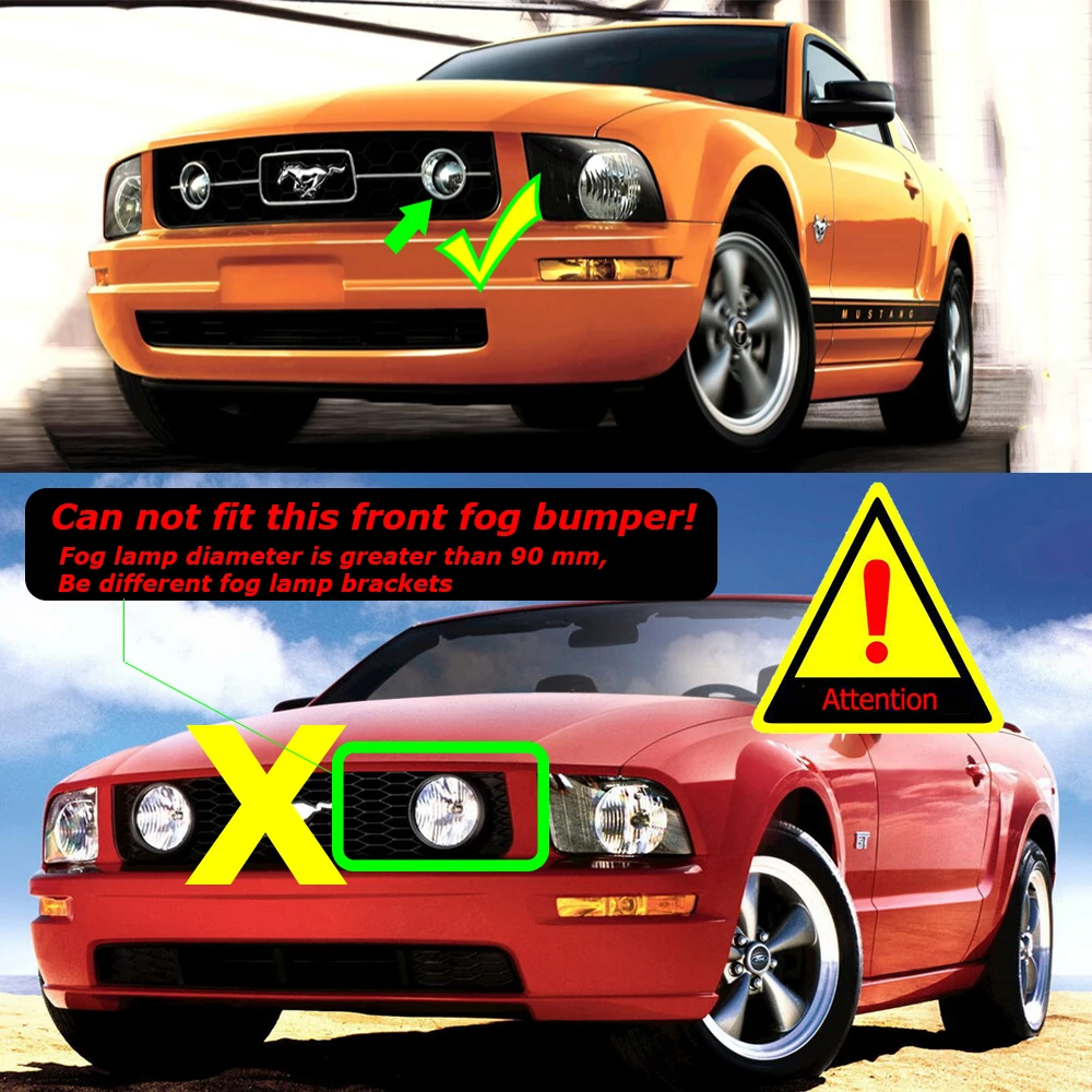 Led Fog Light Clear Lens for Ford Mustang Pony Package (Exclude Mustang GT ) 2005-2009 Front PTF Angel Eye DRL Ring Day Light