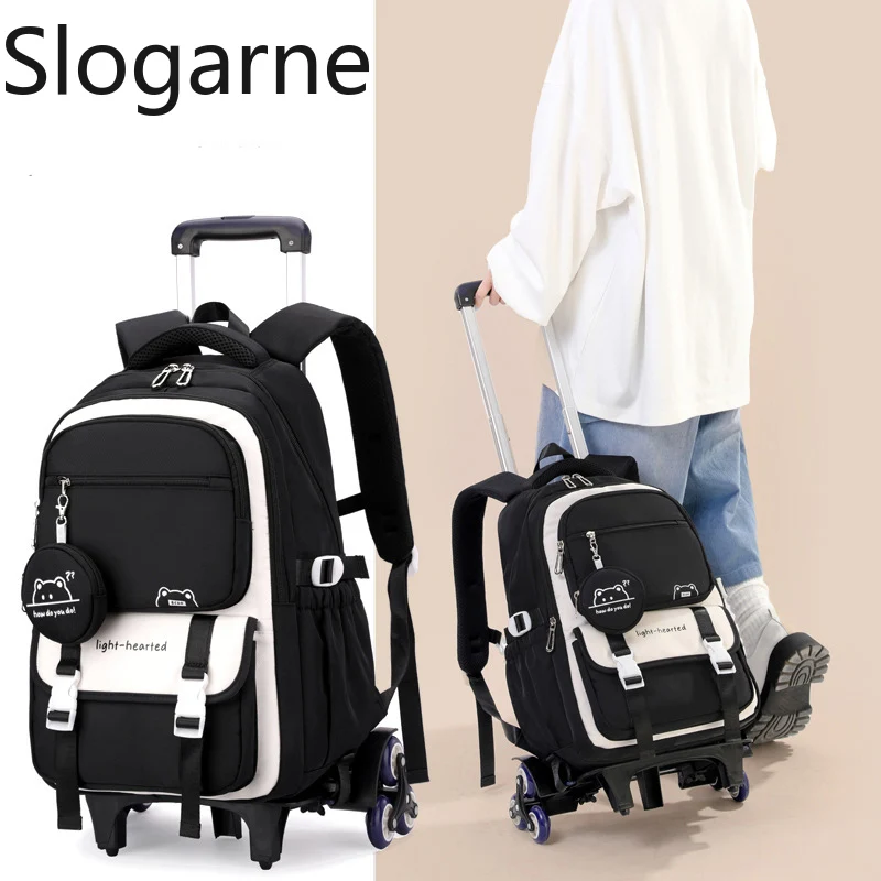Children School Backpack Trolley Bag with Wheels Students Backpack Book Bag Rolling School Bag for Girls Boys Wheeled Backpack