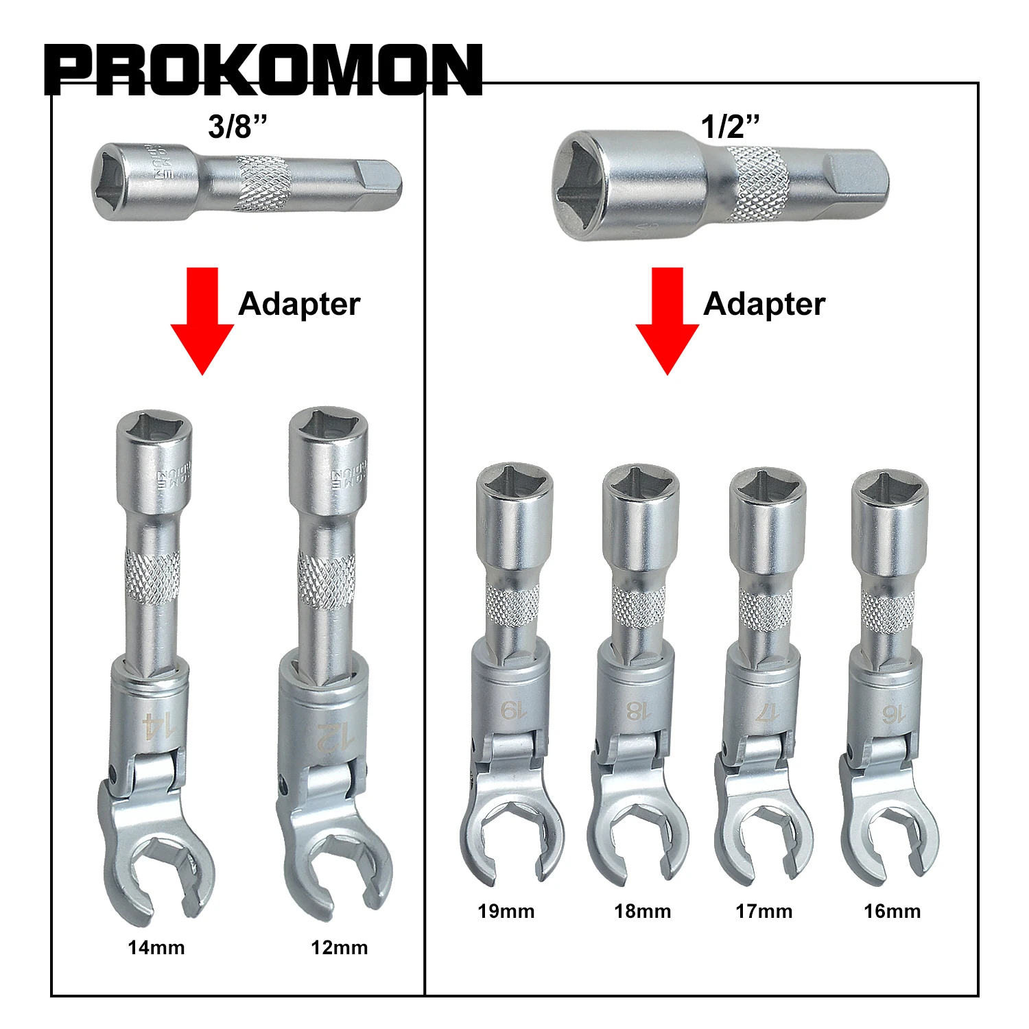 8pcs Flex Head Flare Nut Wrench Set 3/8\