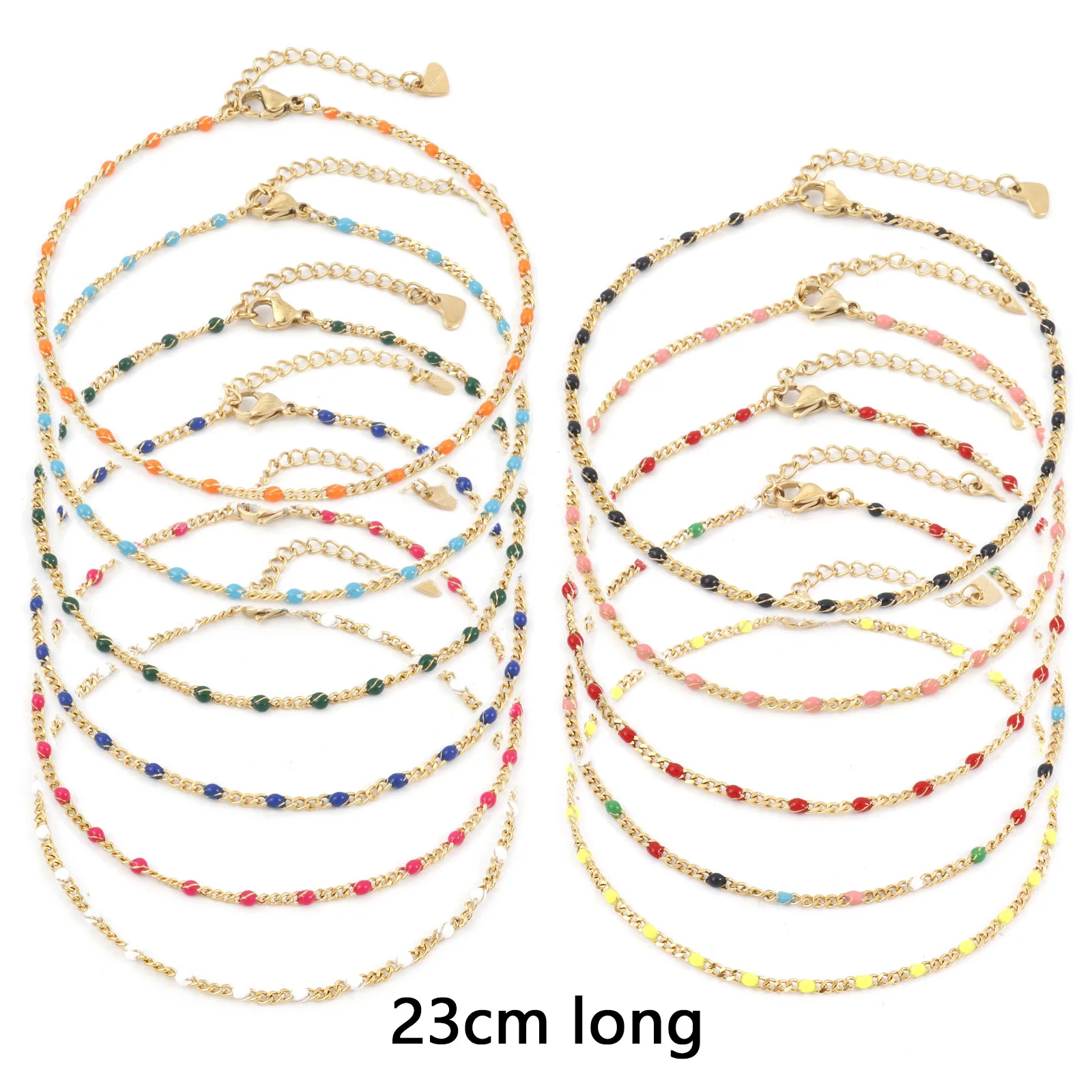 1pc Fashion Stainless Steel Anklet Gold Color Curb Link Chain Anklet Bracelet For Women Summer On Foot Jewelry Gift 23.5cm Long