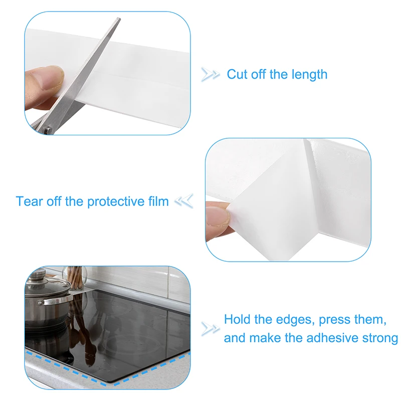 2ชิ้นแผ่นแปะเทปซีลกั้นห้องอาบน้ำทำจาก PVC สติกเกอร์ติดผนังแบบกันน้ำกาวในตัวสำหรับกันราในอ่างล้างจานและห้องครัว