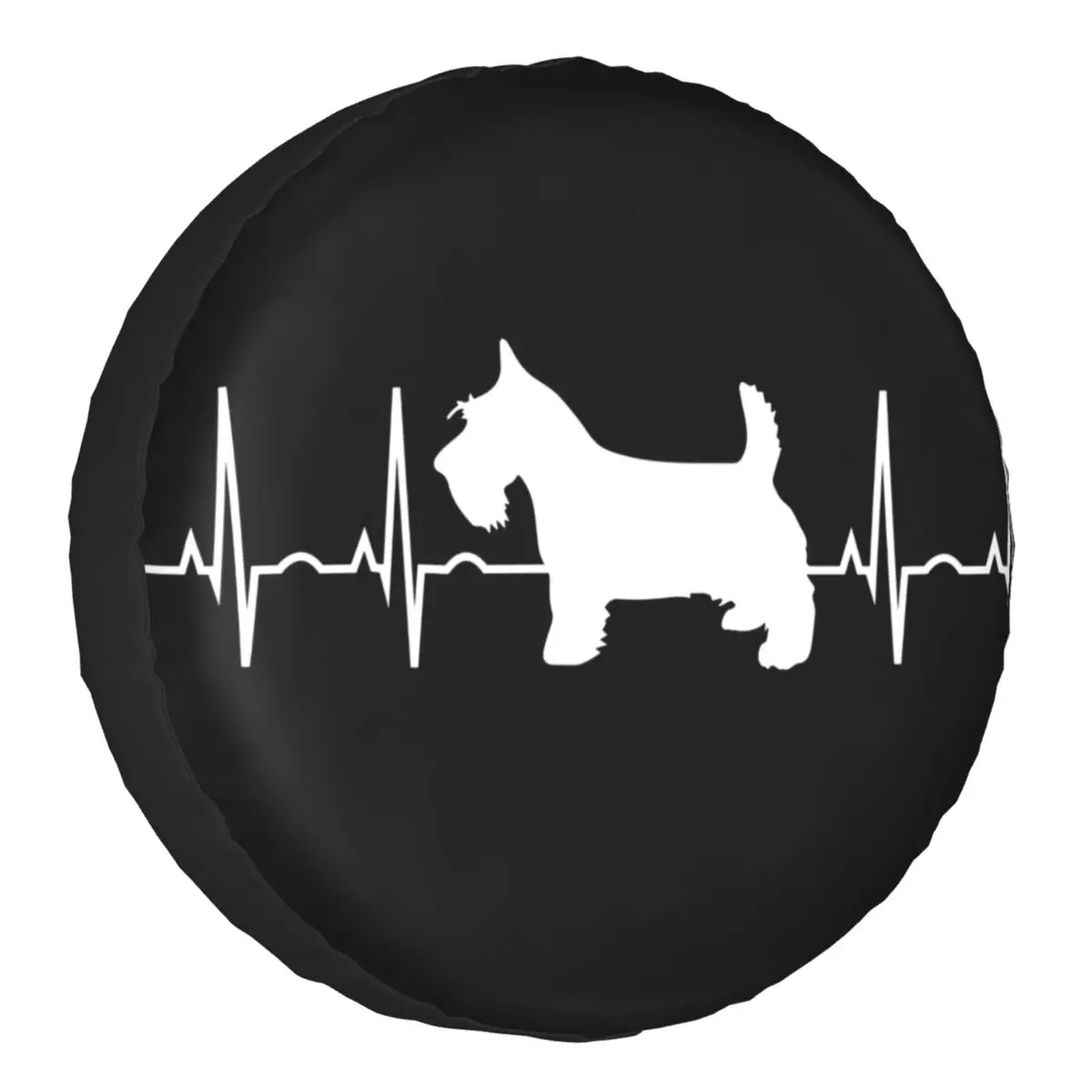 

Custom Scottish Terrier Dog Heartbeat Spare Tire Cover for Wrangler Scottie 4WD Car Wheel Protectors 14" 15" 16&q