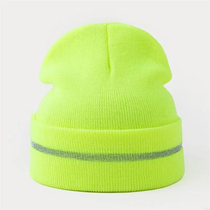 Bonnets tricotés en acrylique HXBA avec bord roulé réfléchissant pour sécurité chaleur d'hiver conception unisexe