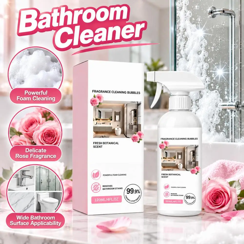 Bathroom Fragrance Bubble Cleaner Spray Shower Tile Cleaner Water Stain Remover Powerful Formulas Removes Soaps Scum Instantly