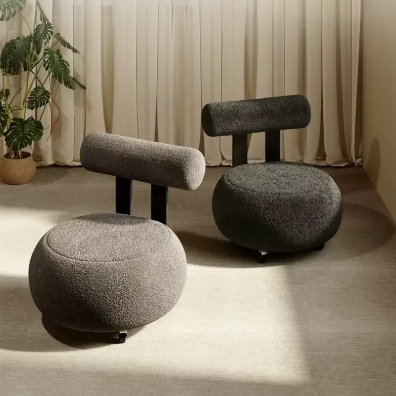for Swivel Wheel Small Stool Silent Household Pulley Stools Living Room Shoe Changing Low Bench Backrest Chair Hallway