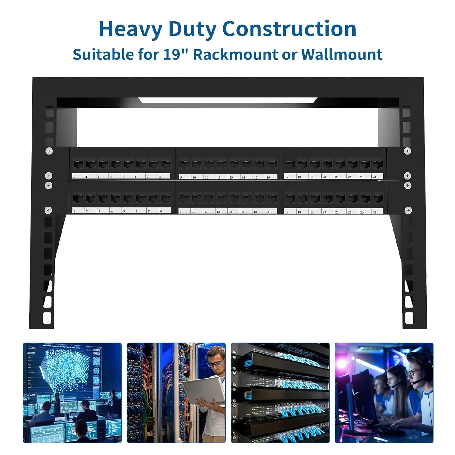 Imagem -05 - Woeow-painel de Remendo Keystone Inline com Barra Traseira Removível Acoplador Rj45 24 Portas Cat6 Cat6a Cat7 10g 19