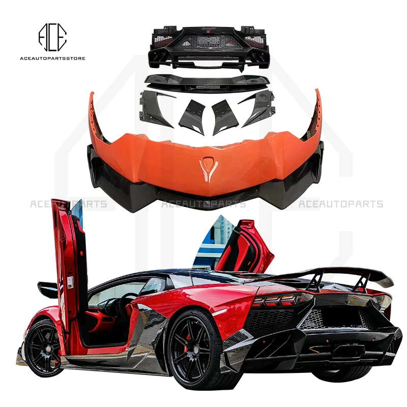 M Style Half Dry Carbon Fiber Front Bumper Rear Bumper Rear Wing Vent For Lamborghini Aventador LP700 LP720 LP750