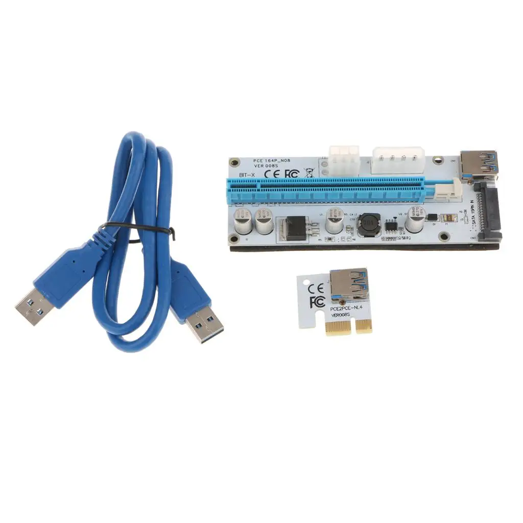 16x to 1x Powered Riser Adapter Card w/USB 3.0 Extension Power Cable