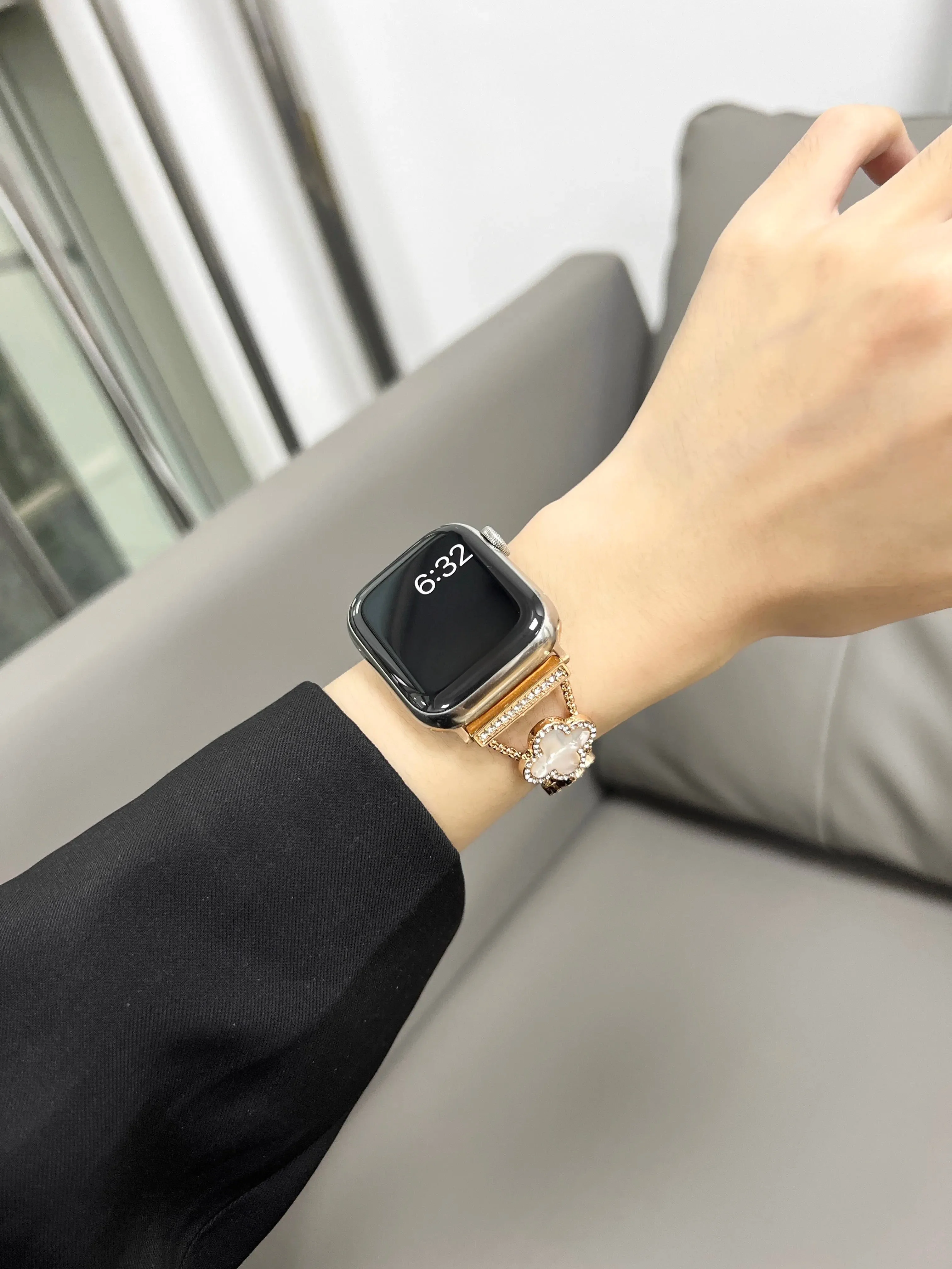

Металлический ремешок Four-clover Diamond для Apple Watch 38 мм, 40 мм, 41 мм, 42 мм, 44 мм, 45 мм, 49 мм, модный ремешок