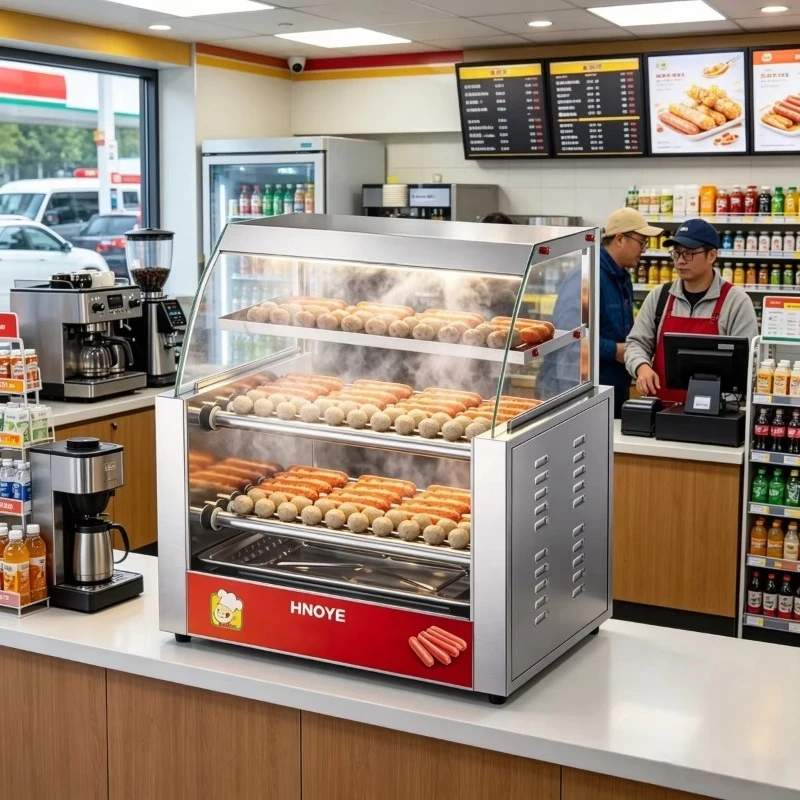 Commercial Hot Dog Grill 5 Roller Stainless Steel Sausage Roaster Machine Tabletop for Small Shop