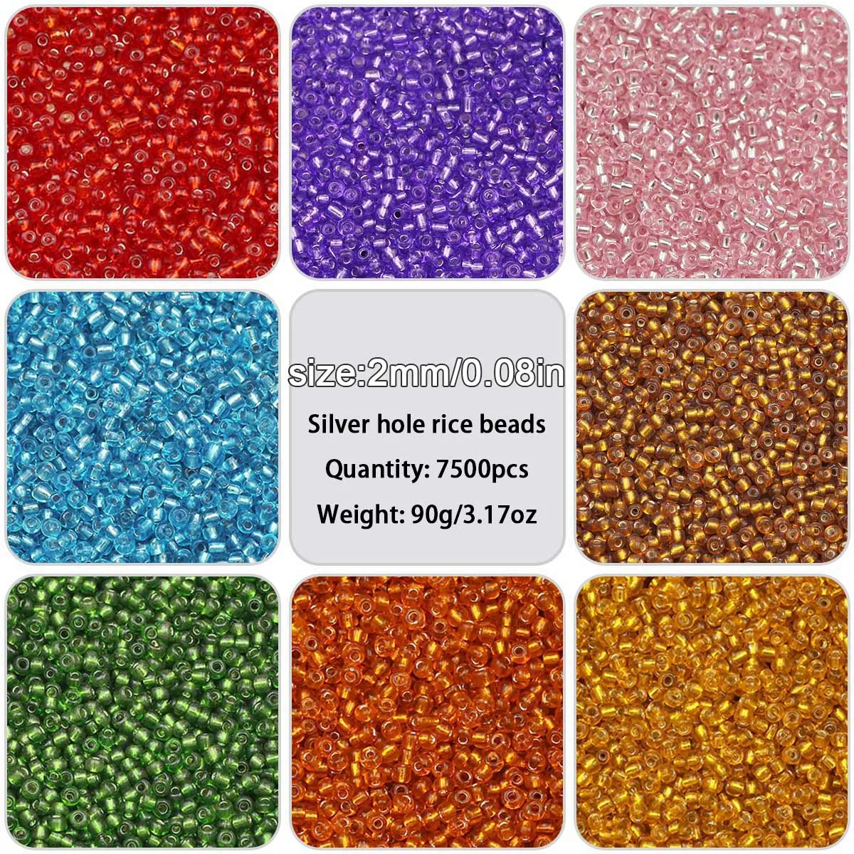 Glass Craft Beads Silver Colour Inside Seed Beads Bracelets Necklace earrings Making Seedbeads For DIY Art Craft 2mm 1500pcs 18g