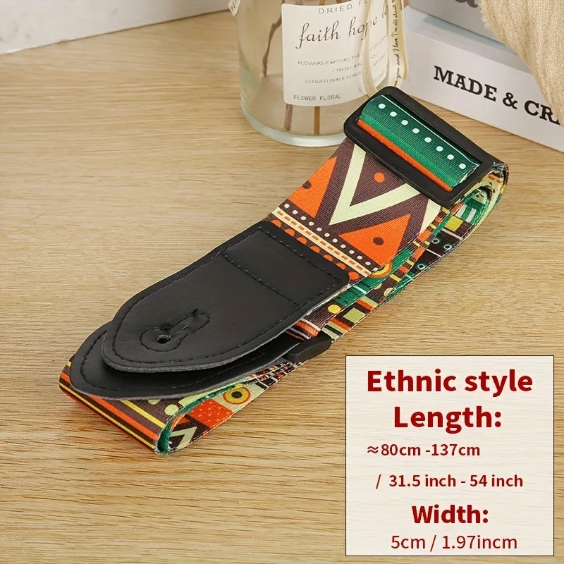 Sangle de guitare adaptée à la guitare acoustique/classique/électrique/basse, sangle universelle longue et Durable à tête en cuir avec motif