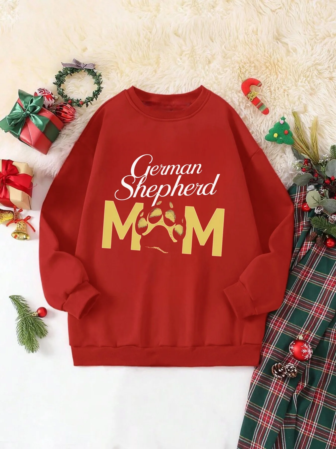 Bluza z kapturem z motywem owczarka niemieckiego i odciskiem łapy, modny top damski, odzież na wakacje/przyjęcia.