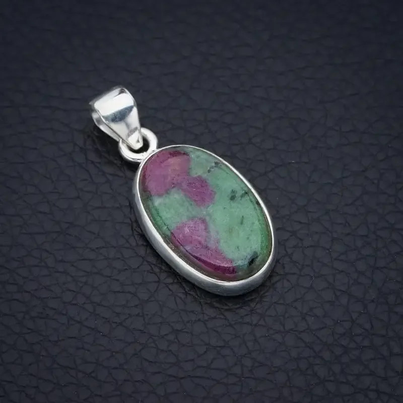 

Hesy® Natural Ruby Zoisite Handmade 925 Sterling Silver Pendant 1.25" F4622