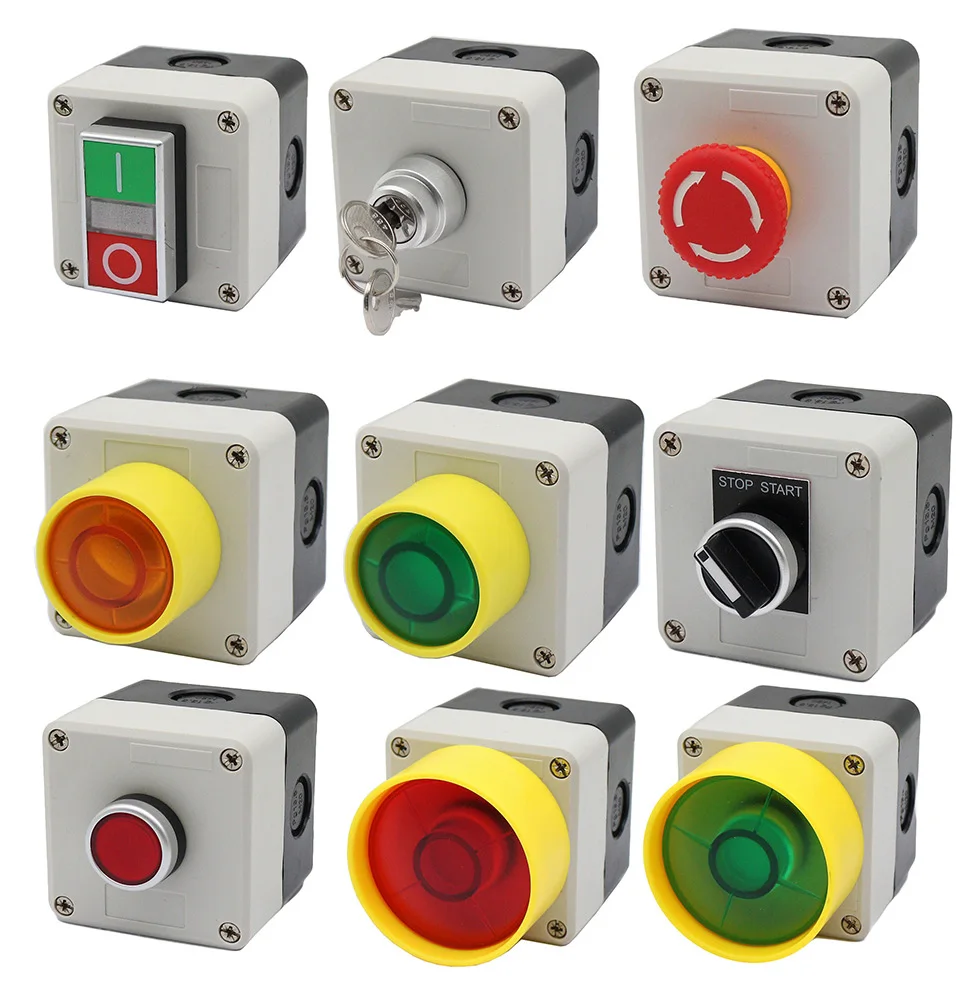 

rrow symbol indicates start and stop self-reset Momentary Waterproof button box switch emergency stop industrial control box