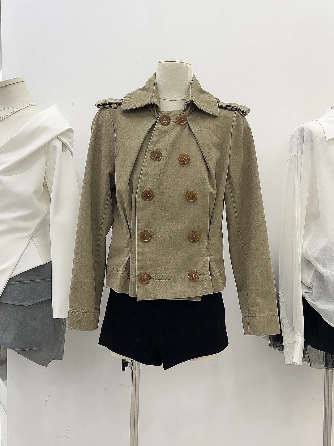 

Retro American i Color Waist-Cinching ort Svel Jaet Women's Spring Autumn Faion Ele Casual Slimming Top