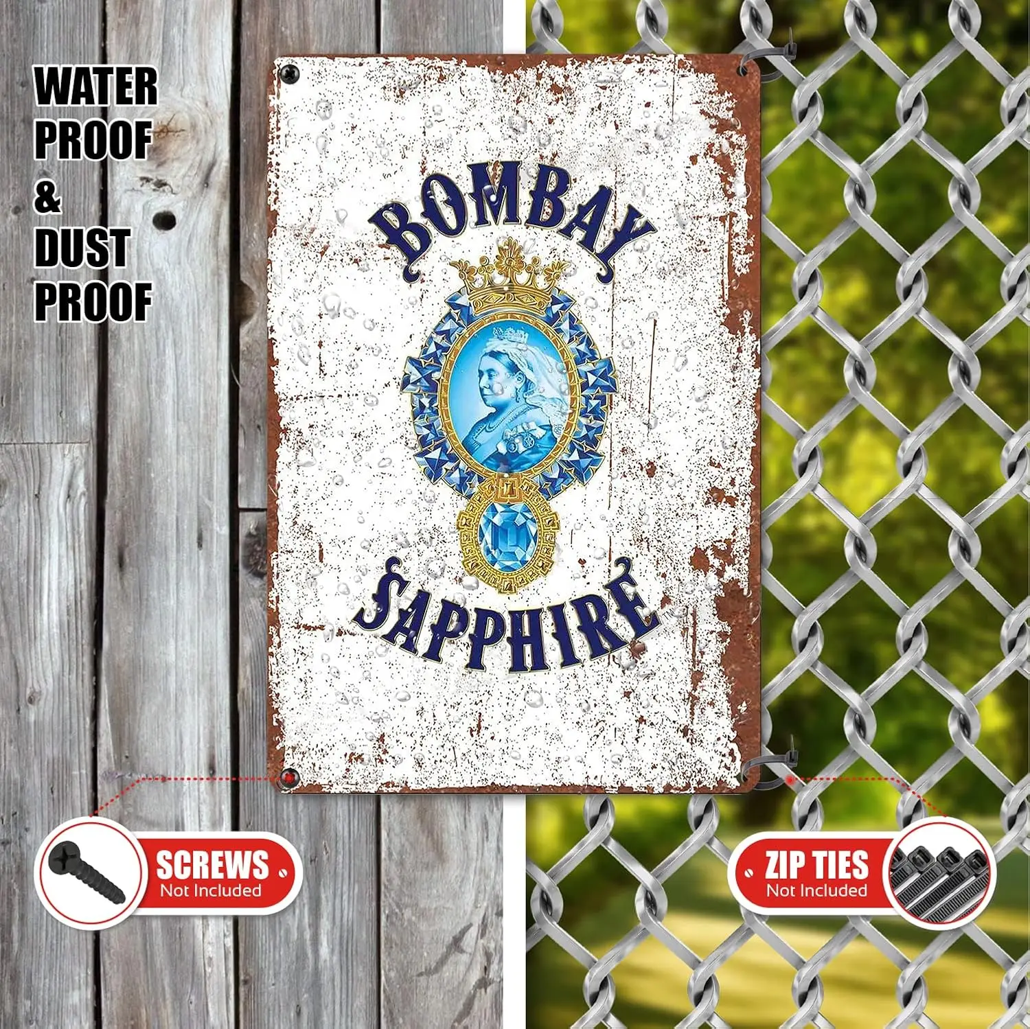 Bombay Sapphire Gin Metal Signs Vintage Retro Mancave Wall Garage Shed Tin Sign 8x12 Inch