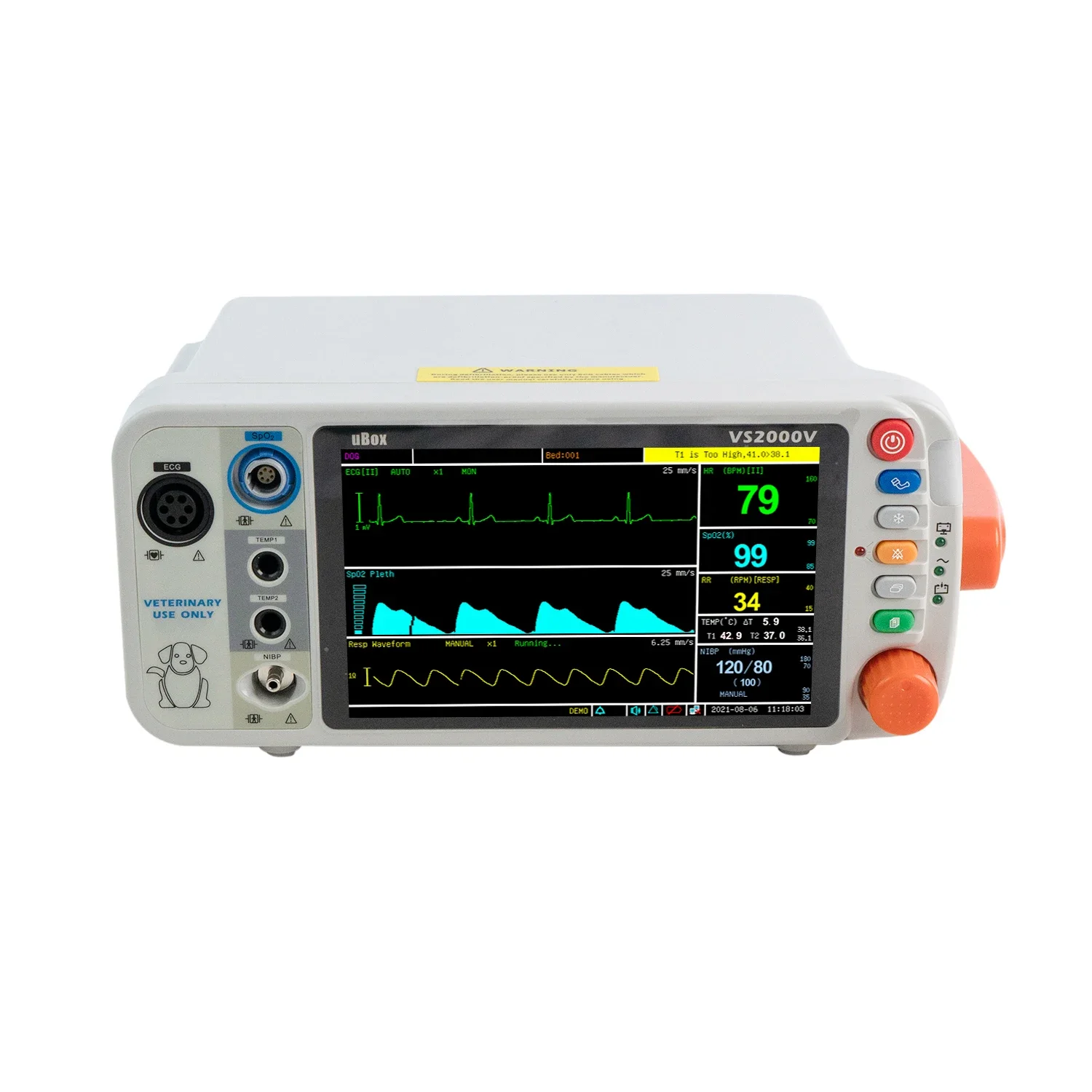 High Quality Portable Veterinary Equipment Multi-parameters Veterinary Vital Signs Monitor With SpO2 Sensor