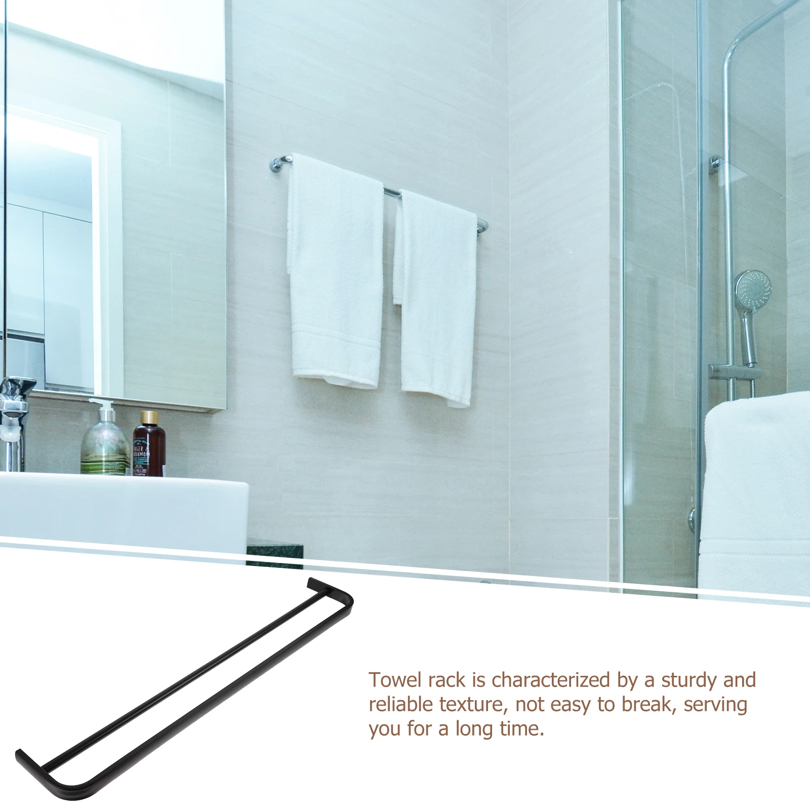 

Double Rod Towel Rack Wall Mounted Aluminium Alloy Bathroom Organizer Smooth Edge Space Saving Modern Style Towel Bars For