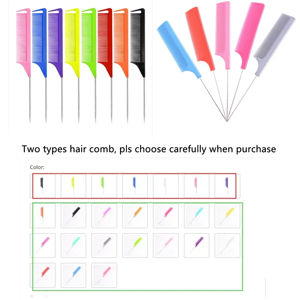 1pc Professional Pointed Tail Hair Comb Anti-static Hair Dye Brush Barber Steel Needle Comb Salon Hairdresser Barber Accessories