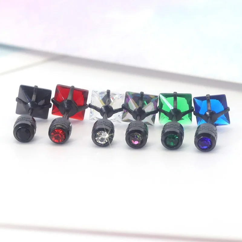 2/12pcs Hypoallergenic Titanium Steel Stud Earrings for Men Women, Zirconia Screw Back Earrings, Cartilage Tragus Ear Piercings