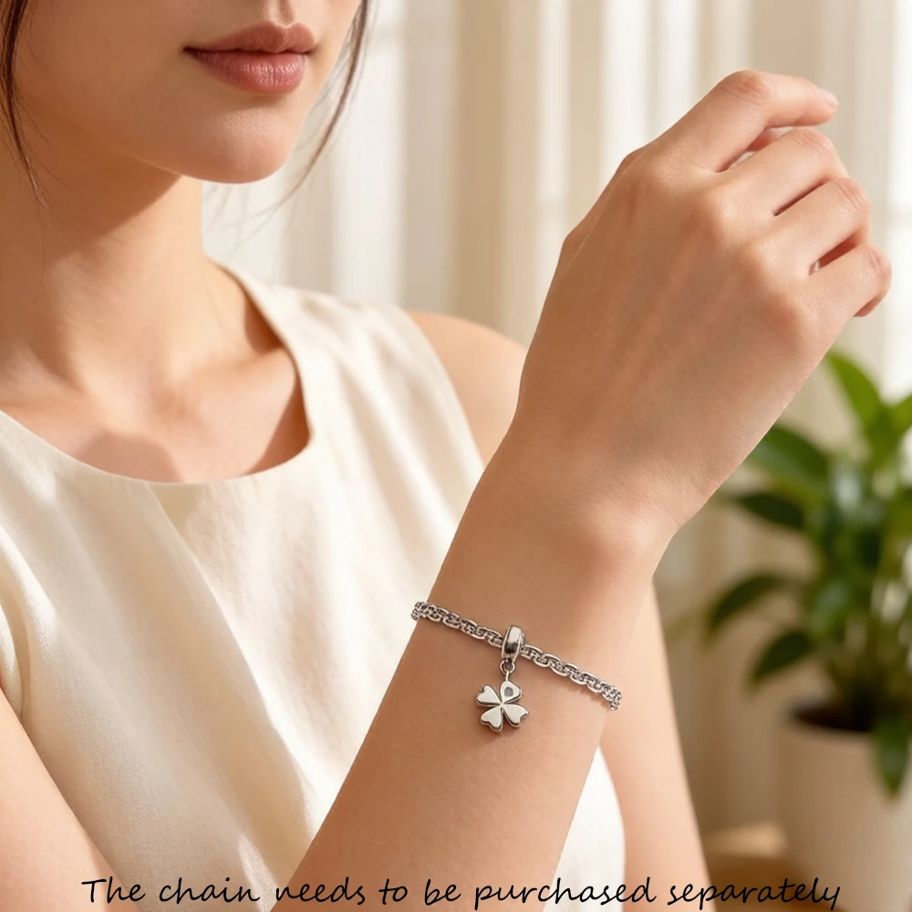 Cloverleaf Charm,Europe Style Club Good Jewelry For Women Men Lucky Gift In 925 Sterling Silver