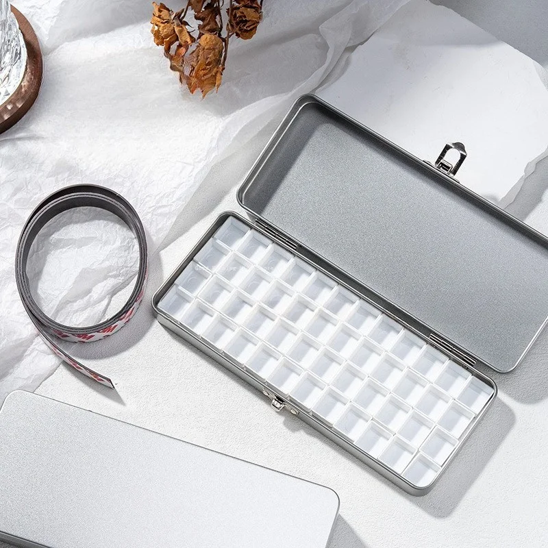 48-grid Pigment Storage Iron Box A Rectangular Flip Cover with Magnetic Stripe Color Glue Is Divided Into Loading Boxes  Loading