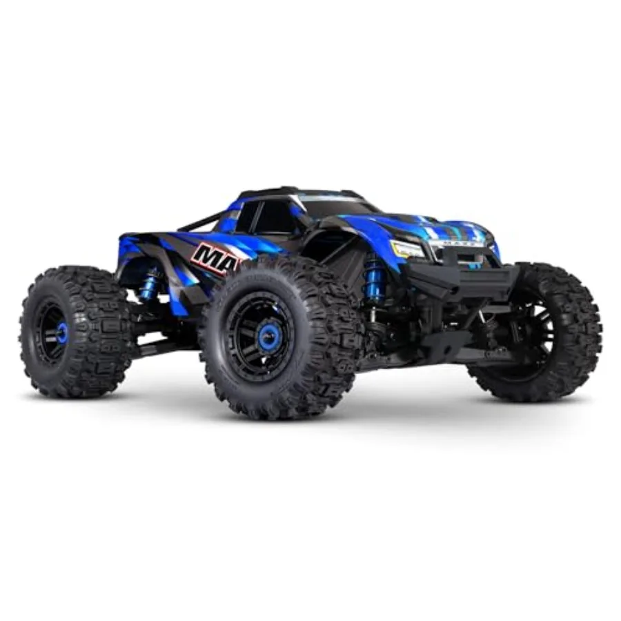 

Traxxas Maxx 4S V2 Brushless Monster Truck for off-road use, durable plastic chassis, blue color, high-speed waterproof perform