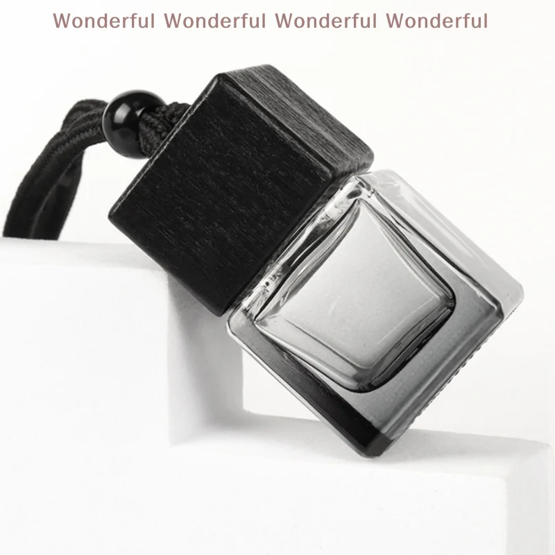 

Car Essential Oil Diffuser Fragrance Air Freshener Scent Perfume Bottle Ornament Dyed Square Cap Black Cap Empty Bottle