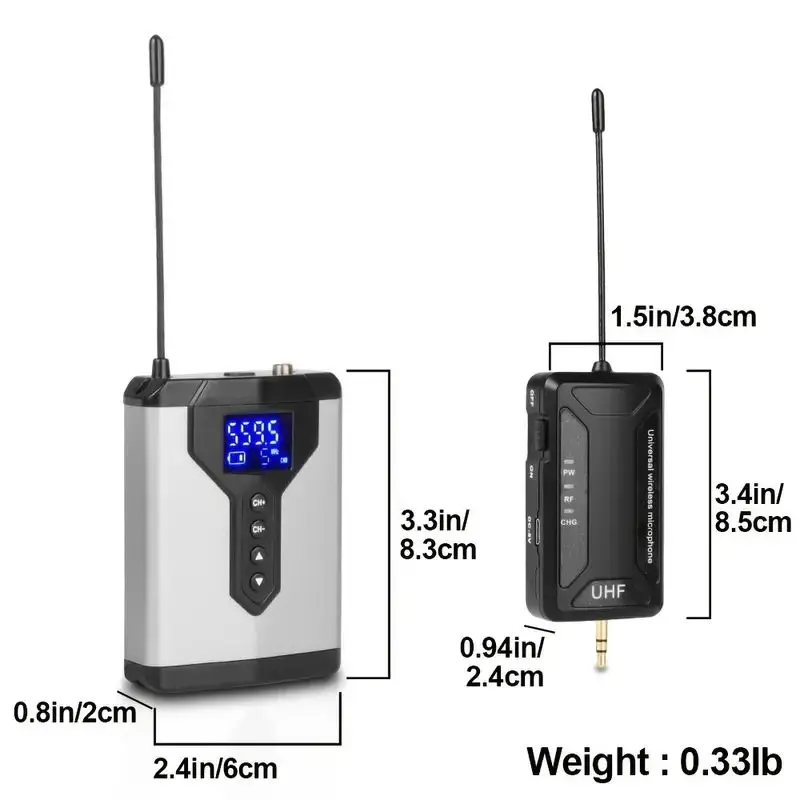 Bezprzewodowy system mikrofonowy TFFRDN Q7, mikrofon krawatowy z ładowalną saszetką biodrową i odbiornikiem, mikrofon bezprzewodowy do DS