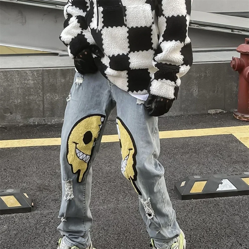 Neue 2024 Denim Hose Frau Mann gerade Patchwork Baggy Boyfriend Y2k Punk Kpop Harajuku Streetwear Hip Hop Wash Jeans Männer